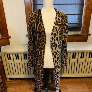 Stylish Leopard Print  Button Up Cardigan w/ pockets
